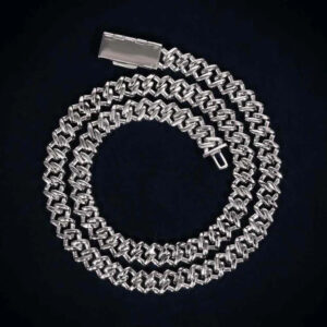 12mm Square Moissanite Cuban Link Chain Gleamora in 14K White Gold