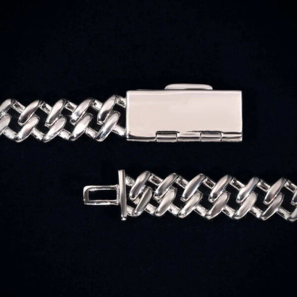 12mm Square Moissanite Cuban Link Chain Gleamora in 14K White Gold - Image 2