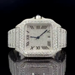 Iced Out Square Moissanite Watch For Men