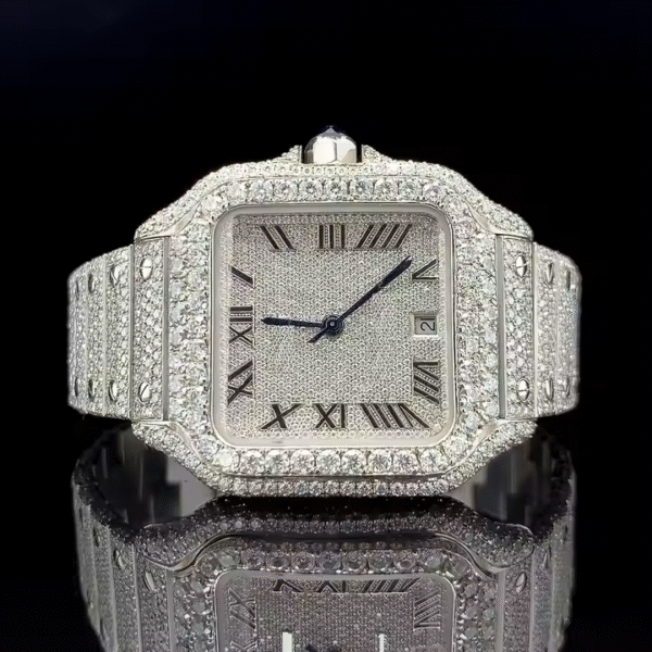 Iced Out Square Moissanite Watch For Men