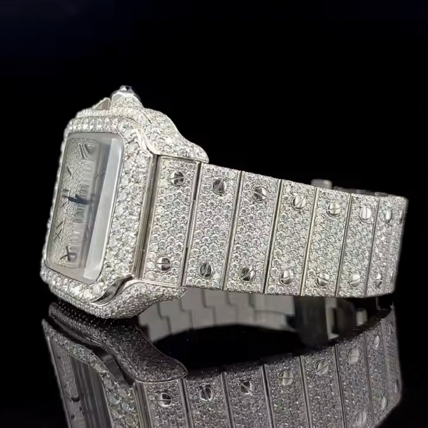 Iced Out Square Moissanite Watch For Men