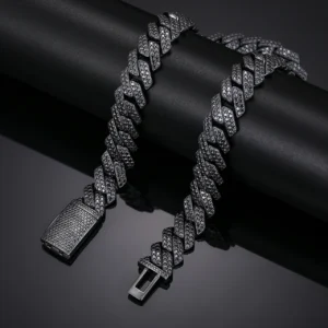 14mm Black moissanite cuban link chain