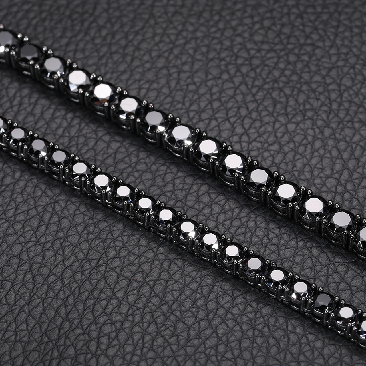 Black moissanite tennis chain black gold