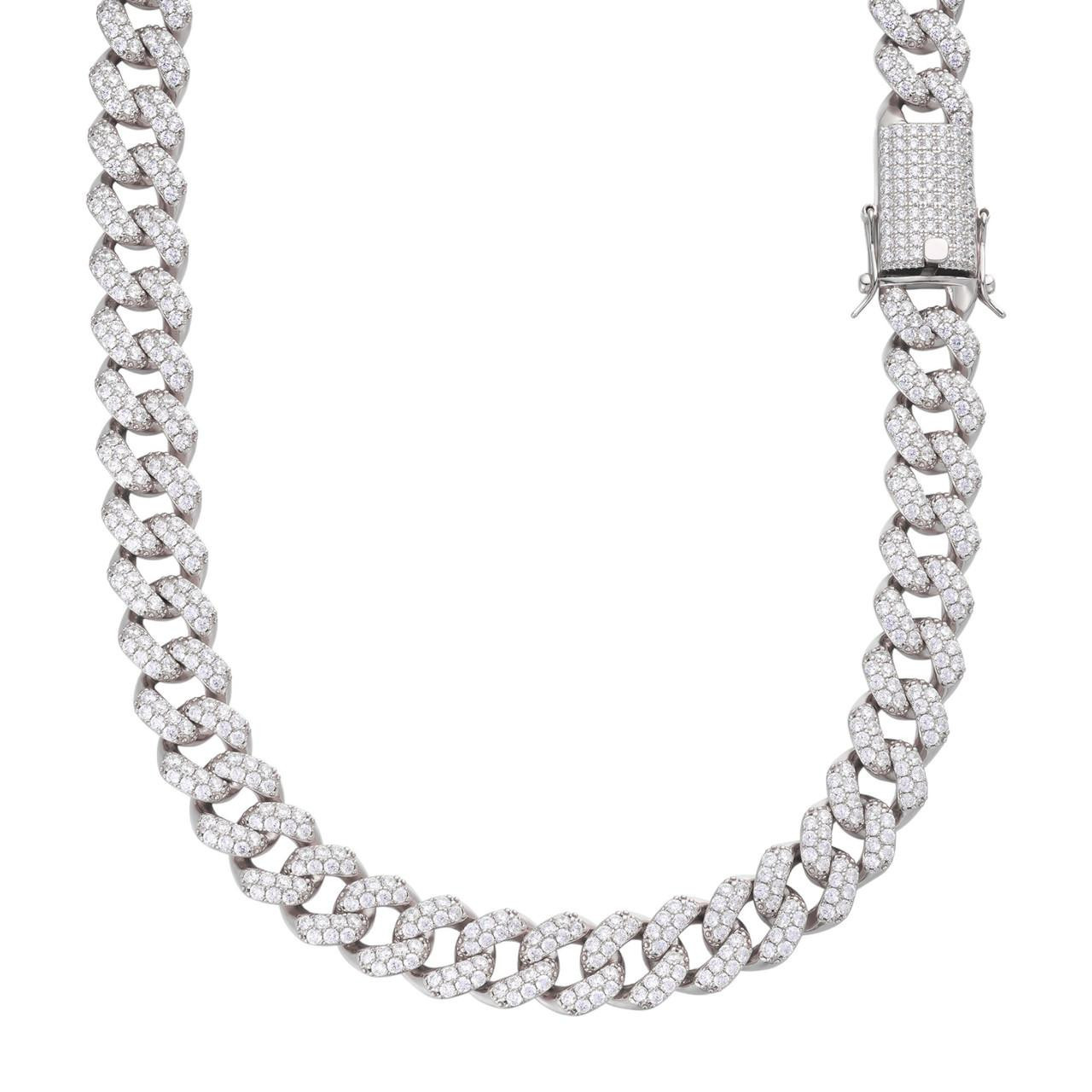 Classic Moissanite Cuban link chain - White gold