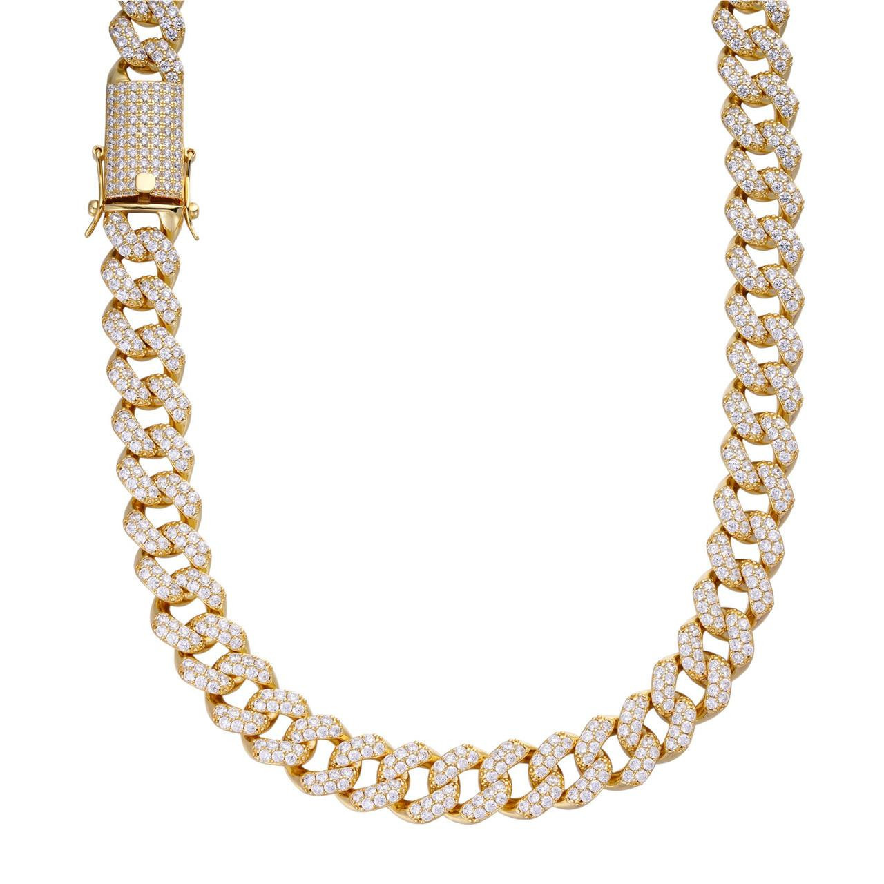 Classic Moissanite Cuban link chain - Yellow gold