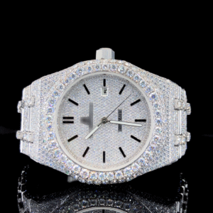 Luxurious Moissanite Automatic Watch For Men - White Gold