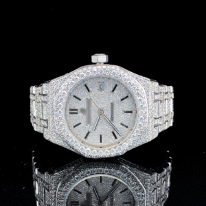 Stylish Automatic Moissanite Watch For Men - White Gold