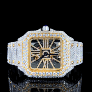 Two-tone Automatic Skeleton Moissanite Watch For Men