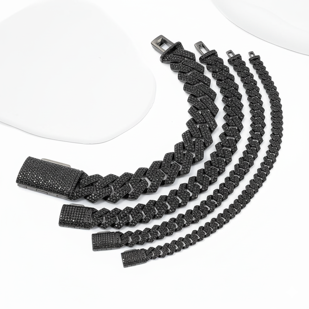 black moissanite cuban link bracelet 2