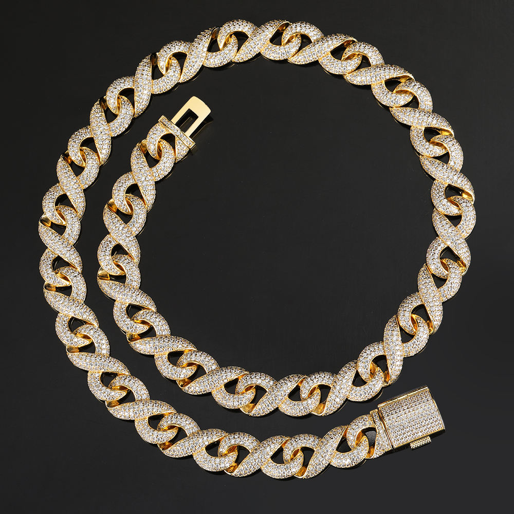 16mm moissanite infinity link chain- gold