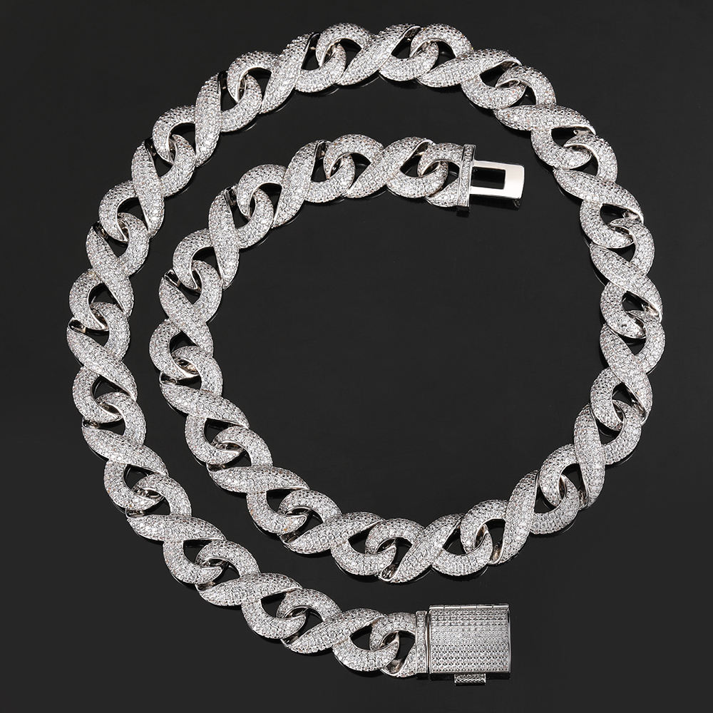 16mm moissanite infinity link chain