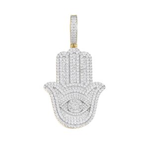 Iced Out Hamsa Evil Eye Moissanite Pendant