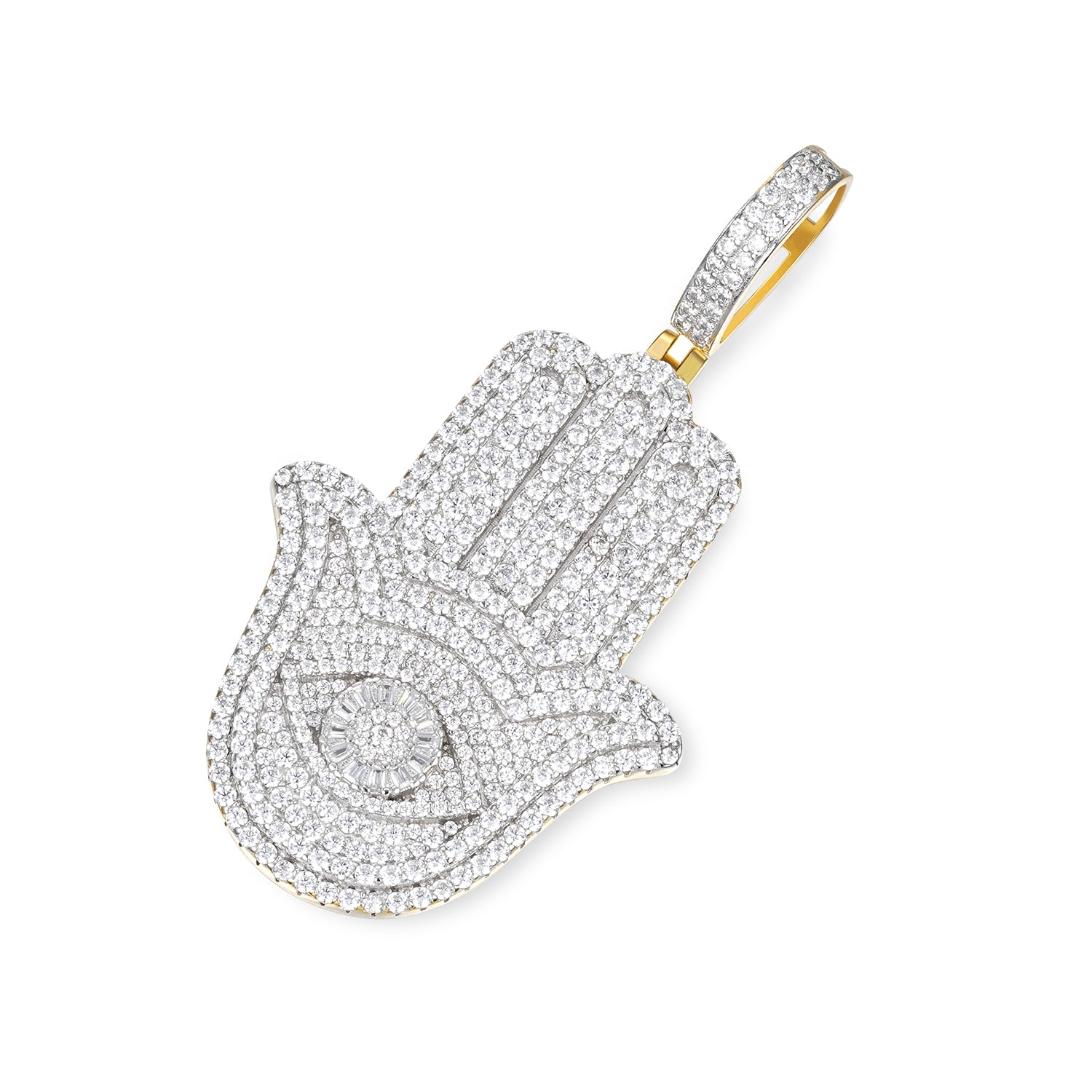 Iced Out Hamsa Evil Eye Moissanite Pendant
