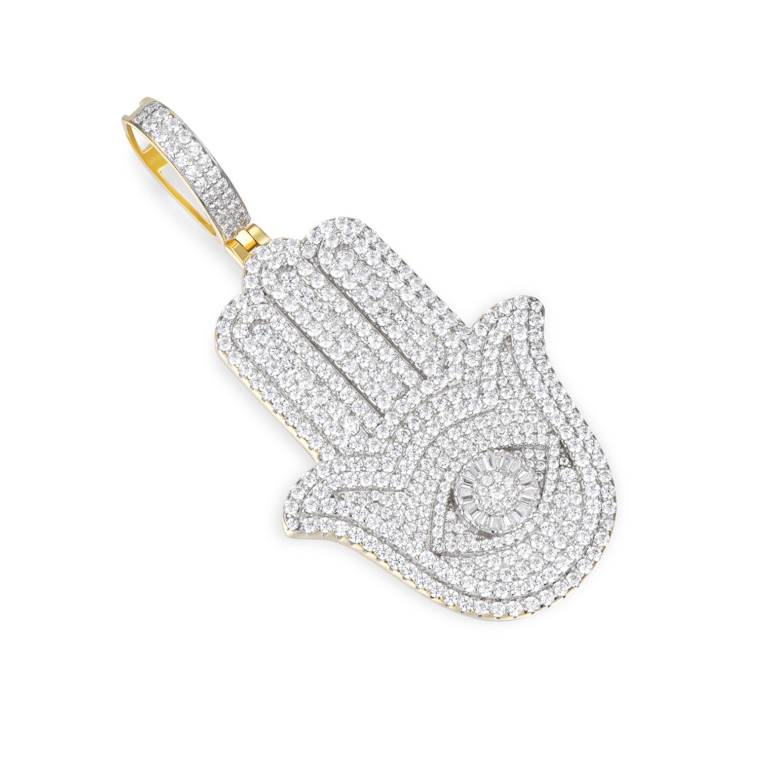 Iced Out Hamsa Evil Eye Moissanite Pendant