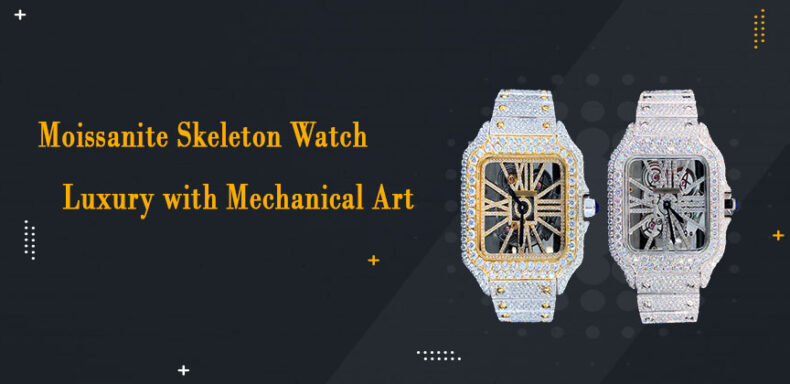 Iced-out Moissanite Skeleton Watch