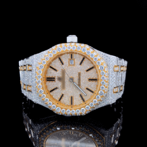Luxurious Two-tone Moissanite Automatic Watch For Men - Yellow Gold