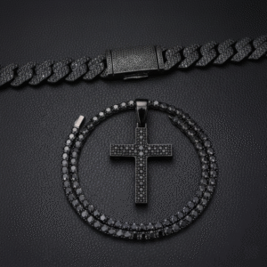 Men's Black Moissanite Chain Tennis & Cuban Link Chain