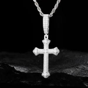 Moissanite Cross Pendant - 925 Sterling Silver
