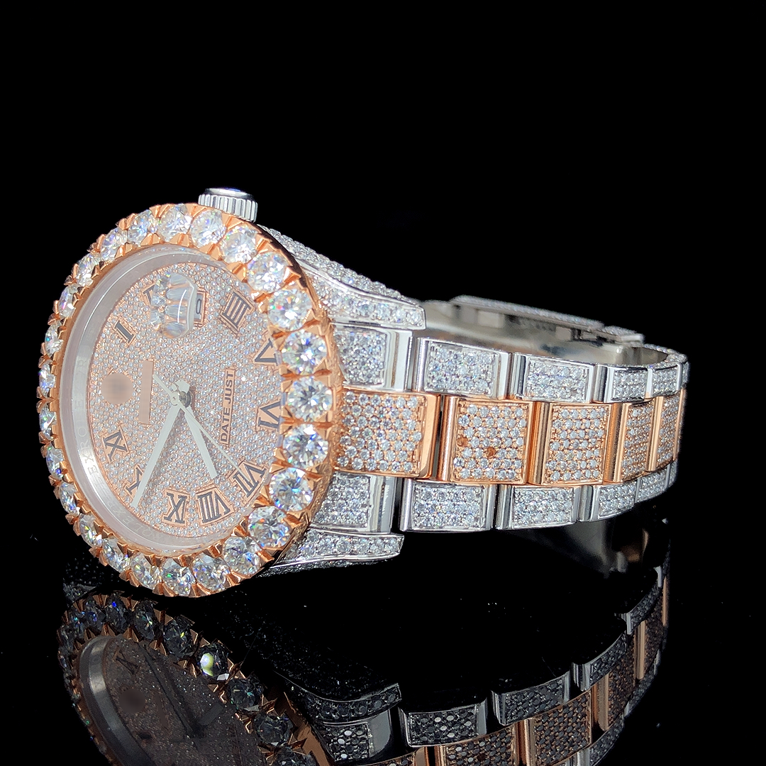 Royal Iced Out Moissanite Watch For Men - Rose Gold (3)