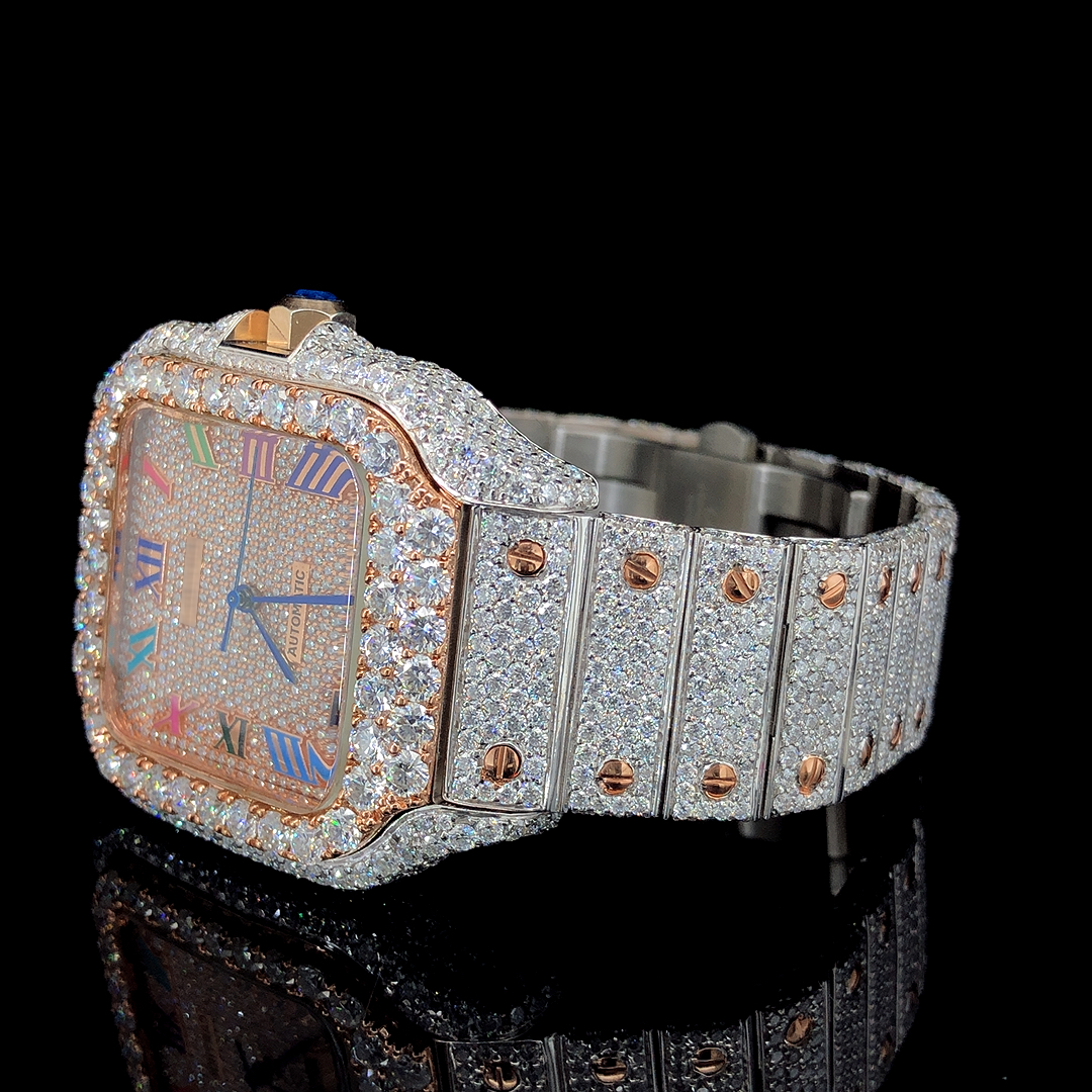 Square Dial VVS Moissanite Hip Hop Watch - rose gold (3)