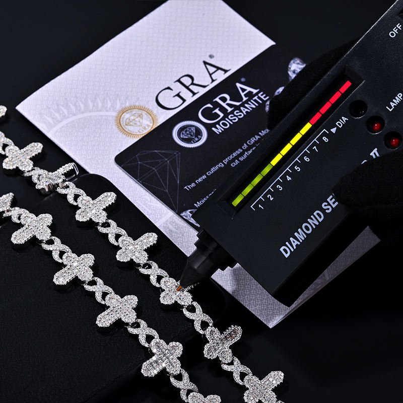 Iced Out Moissanite Infinity- Cross Chain - 925 Sterling Silver