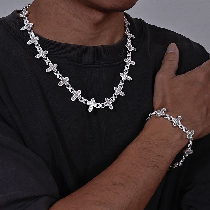 Iced Out Moissanite Infinity- Cross Chain - 925 Sterling Silver