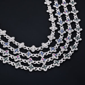 16mm Iced out Moissanite Infinity Clover Chain - 925 Silver