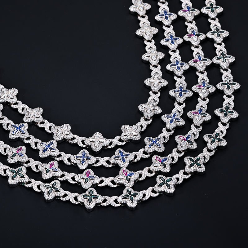 16mm Iced out Moissanite Infinity Clover Chain - 925 Sterling Silver
