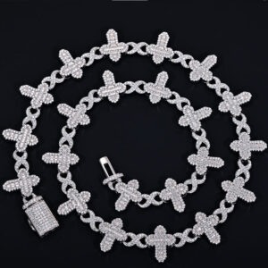 17mm Iced Out Moissanite Infinity Link Cross Chain - 925 Sterling Silver