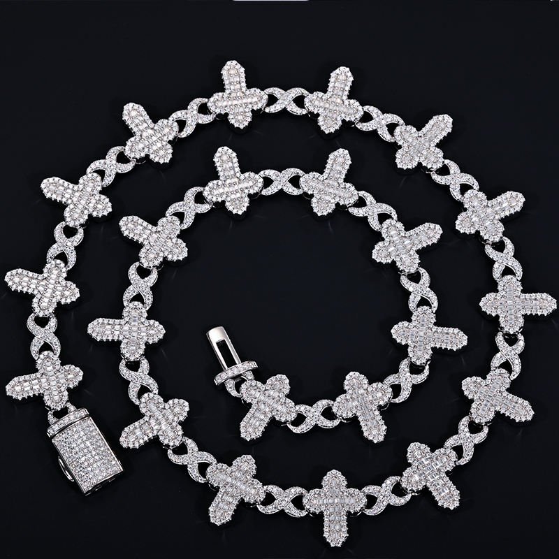 Iced Out Moissanite Infinity- Cross Chain - 925 Sterling Silver
