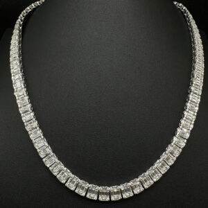 10mm Baguette Moissanite Halo Tennis Chain - 925 Silver