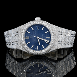 Awesome Blue Dial Automatic Moissanite Watch For Men