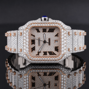 Awesome Square Dial Two-Tone Moissanite watch - Rose Gold