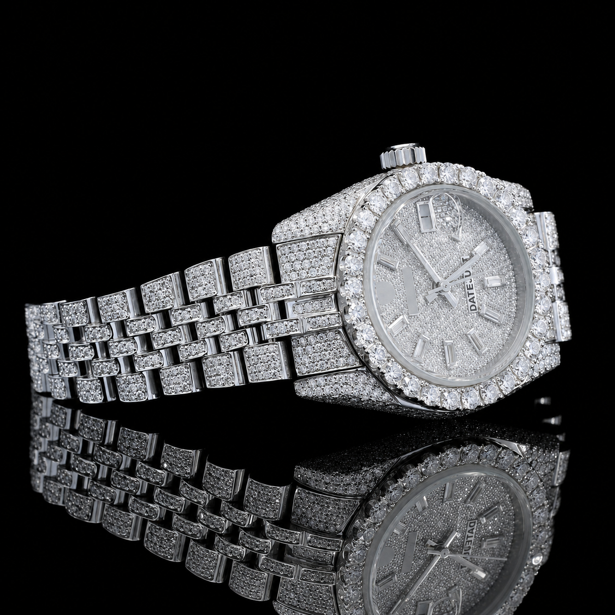 Baguette Dial Iced out Moissanite Watch for men (3)