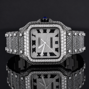 Black and White moissanite Diamond Automatic Watch