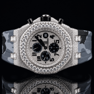 Chrono Dial Automatic Moissanite Watch For Men With Rubber Belt