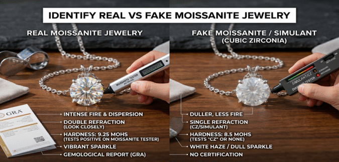 How to Identify Real vs Fake Moissanite Jewelry