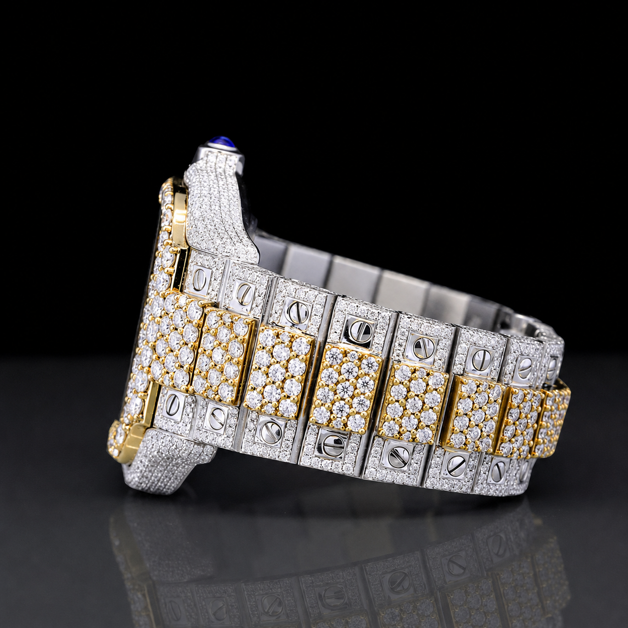 Luxurious two-tone Moissanite Skeleton Watch For Men