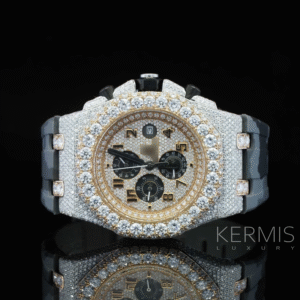 Stylish Automatic Moissanite Dial Watch with Military Rubber Belt - Rose gold