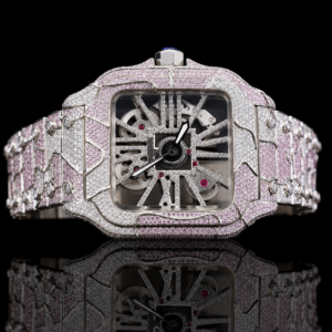 Stylish Double Color Moissanite Skeleton Watch For Men