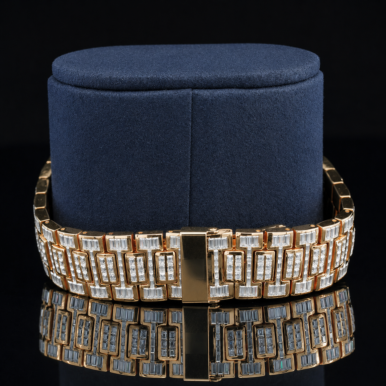 Unique Baguette Moissanite Watch With Automatic Chronograph (3)