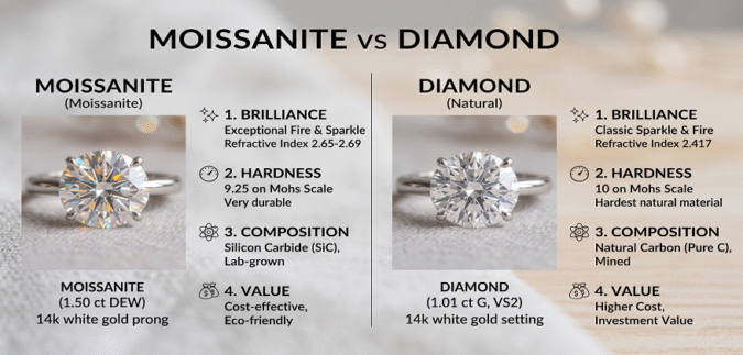 Moissanite vs Diamond