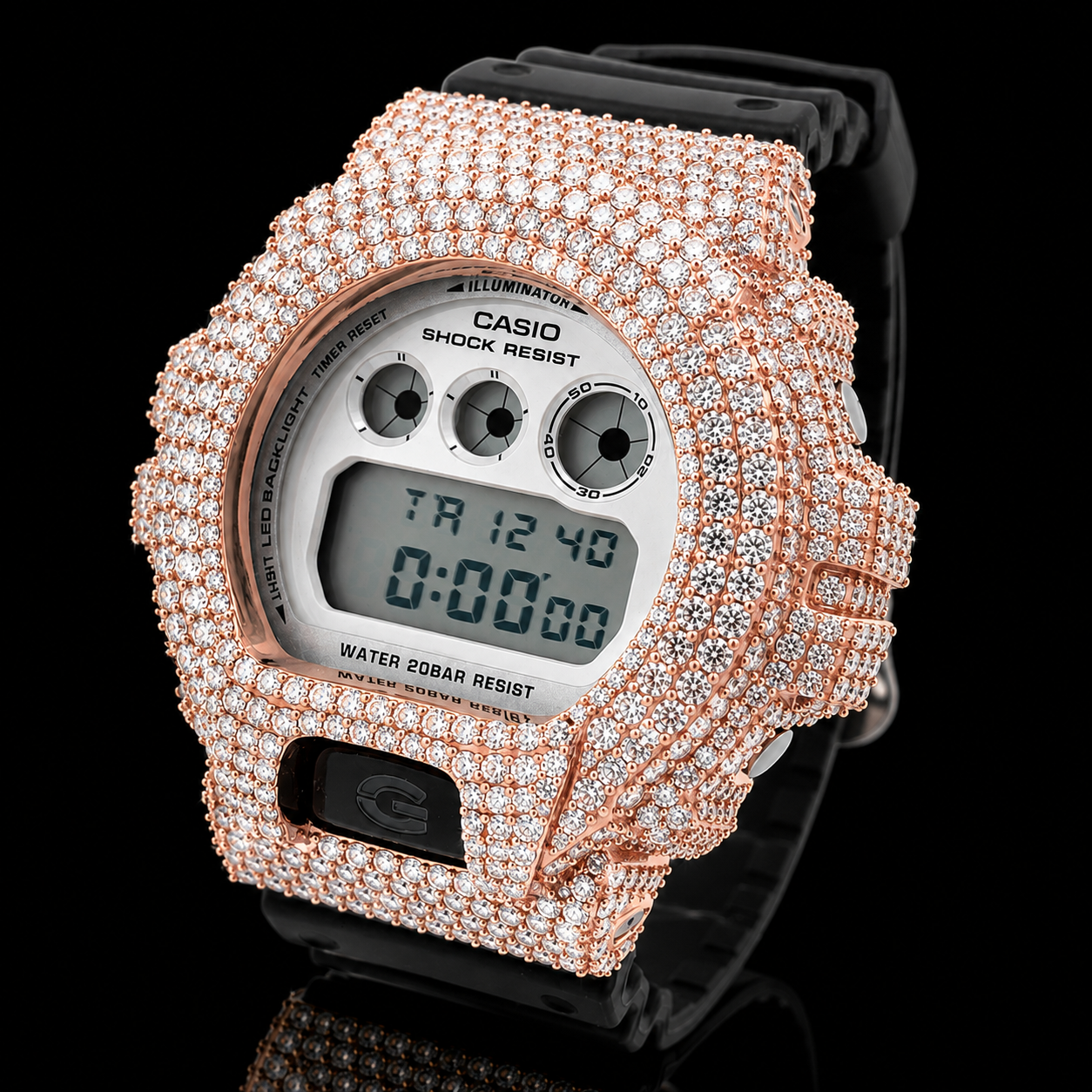 Iced out G-Shock Black DW-6900 with VVS moissanite (2)