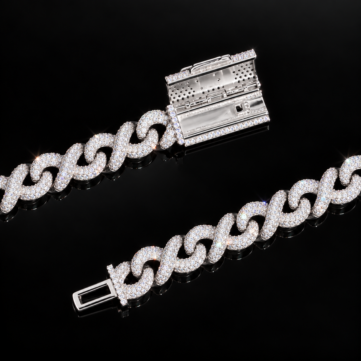 10mm Moissanite Infinity Link Chain - 925 Sterling Silver