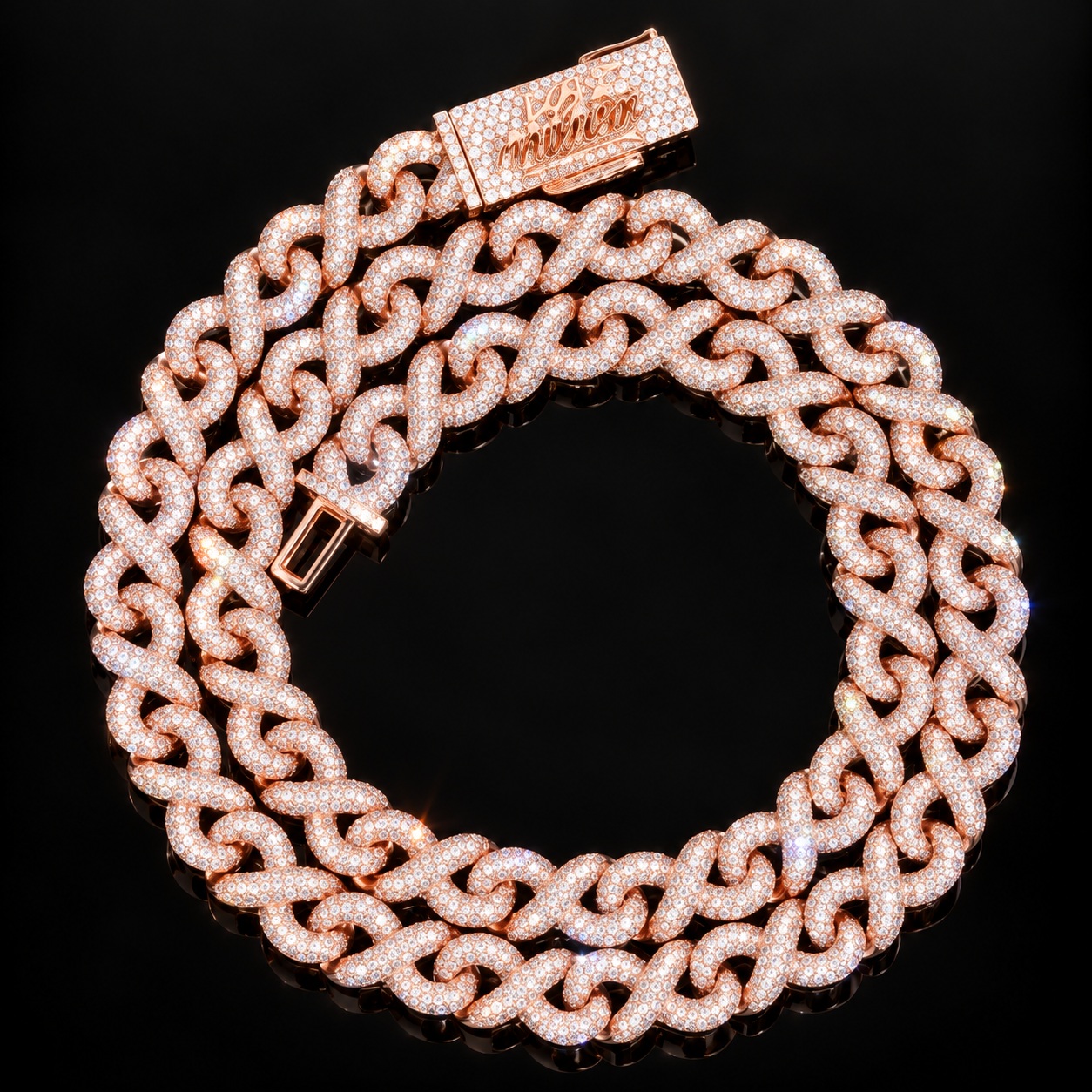 10mm Moissanite Infinity Link Chain - 925s Rose gold plated