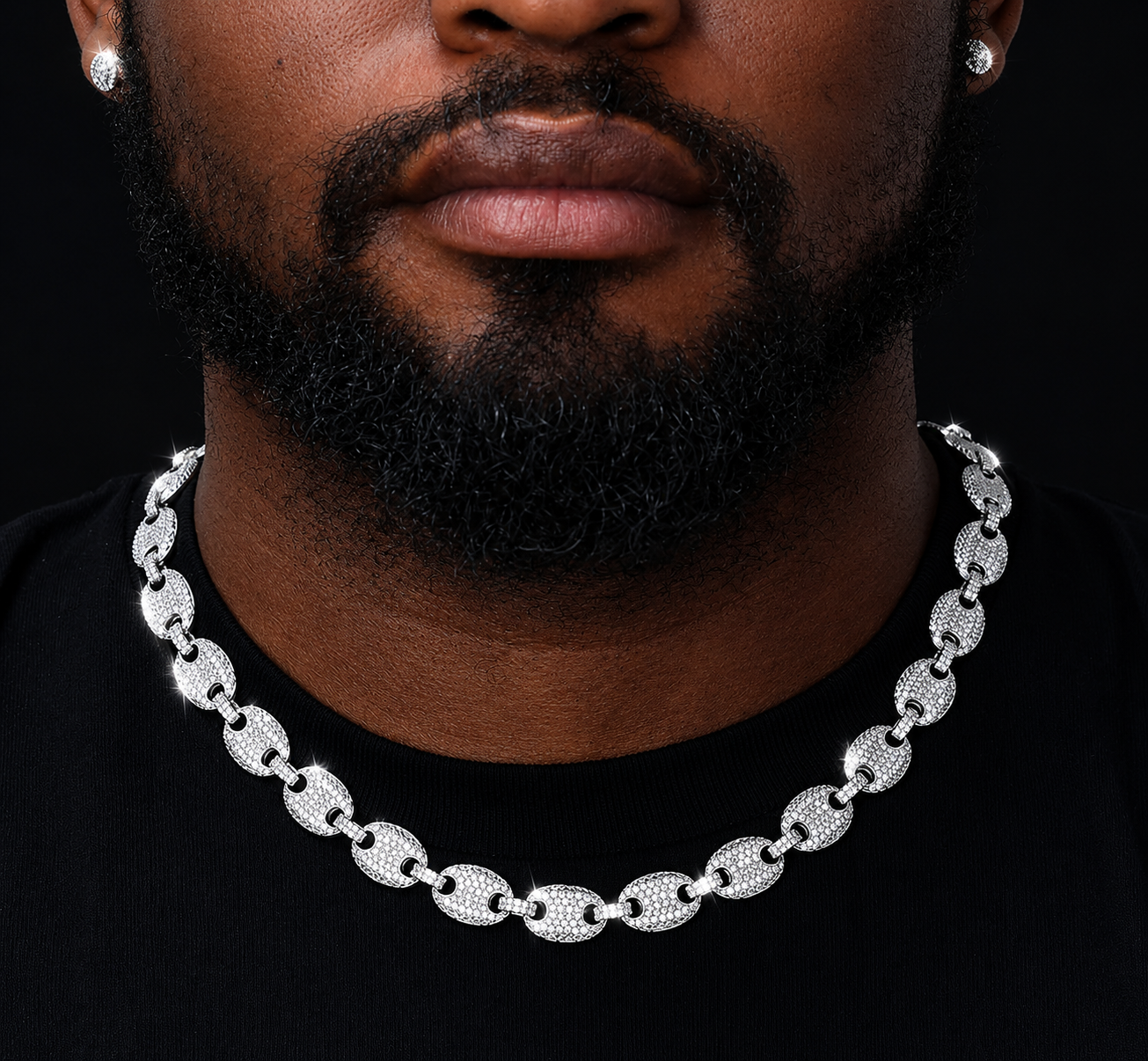 12mm Moissanite Gucci Link Chain - 925 Sterling Silver