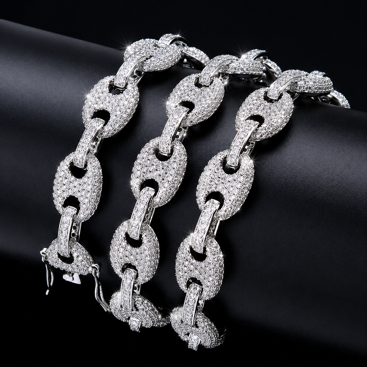 12mm Moissanite Gucci Link Chain - 925 Sterling Silver