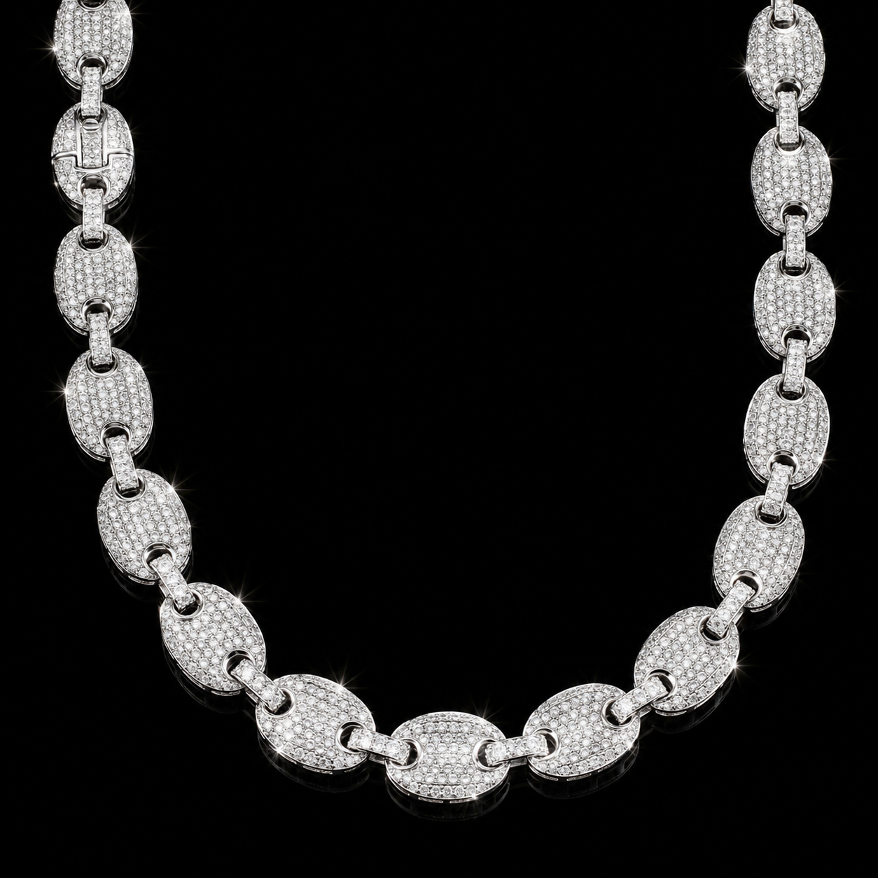 12mm Moissanite Gucci Link Chain - 925 Sterling Silver
