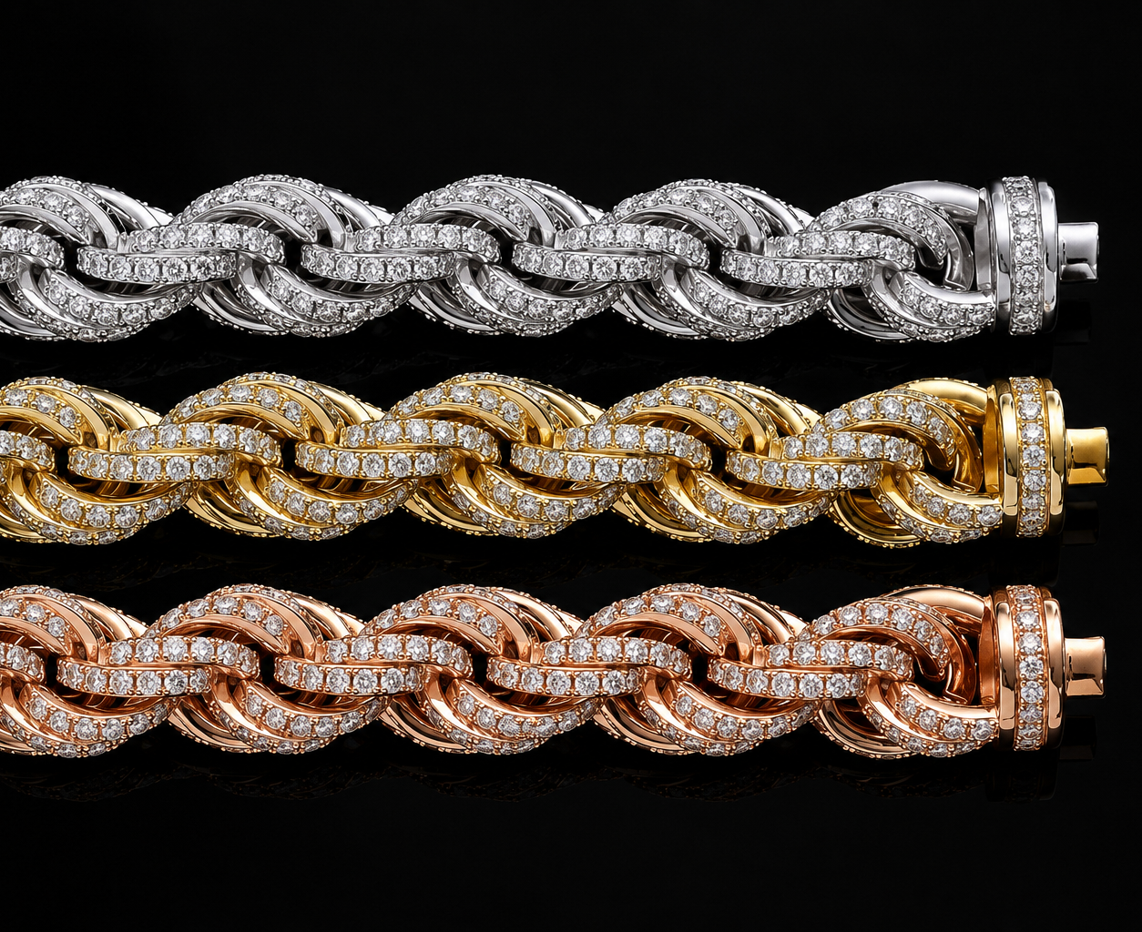 12mm Moissanite Rope Chain – 925 Sterling Silver