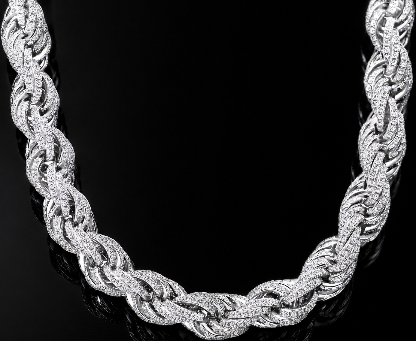 12mm Moissanite Rope Chain – 925 Sterling Silver